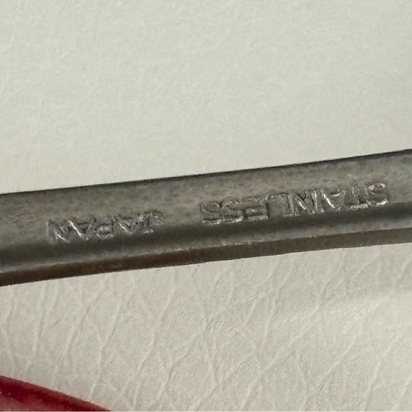 12 Japanese Stainless Steel Tea Spoons and Forks , Pink & Gold Flower Inlay - Picture 4 of 7